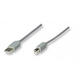 Manhattan Cable USB A Macho - USB B Macho, 3 Metros, Gris