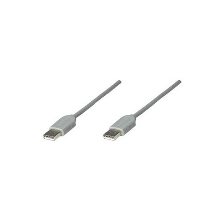 Manhattan Cable USB A Macho - USB A Macho, 1.8 Metros, Gris