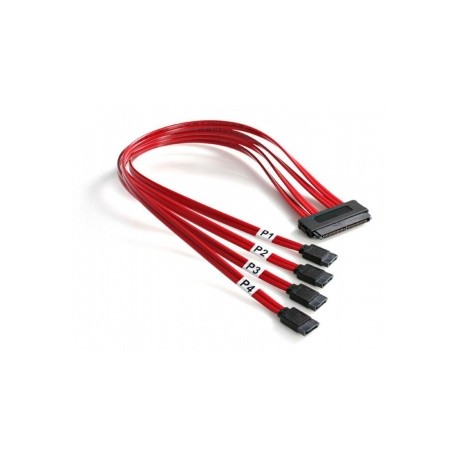 StarTech.com Cable SAS Serial Attached SCSI SFF 8484 - 4x SATA, 50cm, Rojo