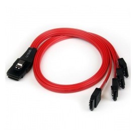 StarTech.com Cable Mini SAS Serial Attached SCSI SFF 8087 - 4x SATA, 50cm, Negro/Rojo