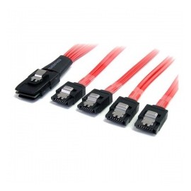 StarTech.com Cable Mini SAS SFF-8087 Macho - 4x SATA Macho, 50cm, Negro/Rojo