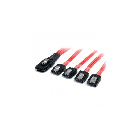 StarTech.com Cable Mini SAS SFF-8087 Macho - 4x SATA Macho, 50cm, Negro/Rojo