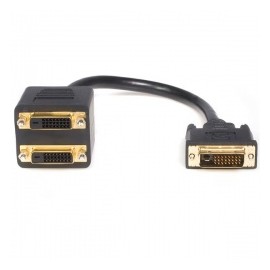 Startech.com Splitter Divisor Compacto de Video DVI-D Macho - DVI-D Hembra, 30cm, Negro