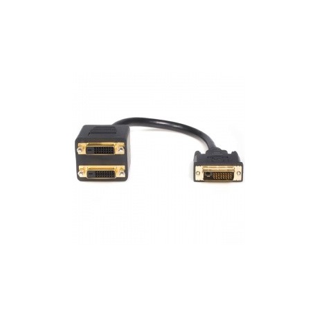 Startech.com Splitter Divisor Compacto de Video DVI-D Macho - DVI-D Hembra, 30cm, Negro