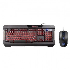 Kit Gamer de Teclado y Mouse Tt eSPORTS COMMANDER COMBO, Alámbrico, USB, LED Multicolor, Negro, Inglés