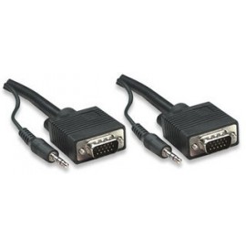 Manhattan Cable SVGA con Audio 8mm, 3.5mm HD15 Macho - 3.5mm HD15 Macho, 1.8 Metros, Negro