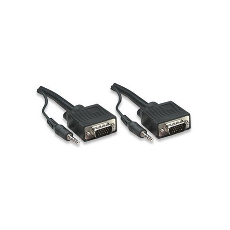 Manhattan Cable SVGA con Audio 8mm, 3.5mm HD15 Macho - 3.5mm HD15 Macho, 1.8 Metros, Negro