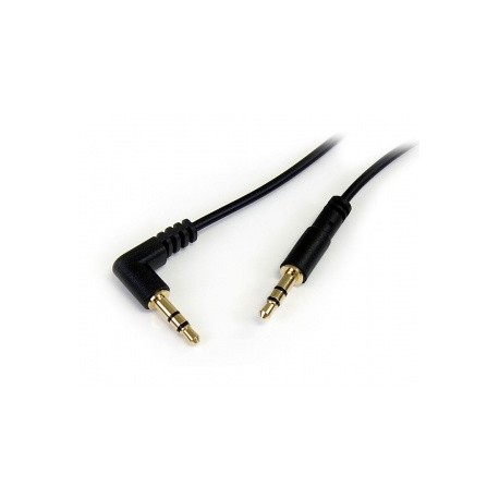 Startech.com Cable Delgado de Audio Estéreo Mini Jack en Ángulo Derecho, 3.5mm Macho - 3.5mm Macho, 91cm, Negro