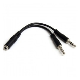 StarTech.com Cable 3,5mm Hembra - 2x de 3,5mm Macho, 13cm, Negro