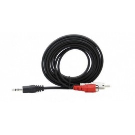 VCOM Cable 2x RCA Macho - 3.5mm Macho, 1.8 Metros, Negro