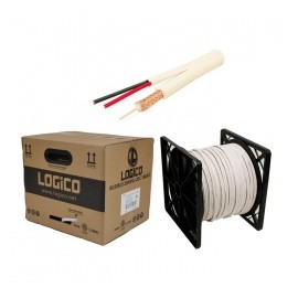 Logico Bobina de Cable Coaxial RG59, 305 Metros, Negro