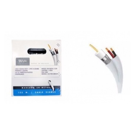 WAM Cable Coaxial RG-59, 150 Metros, Blanco