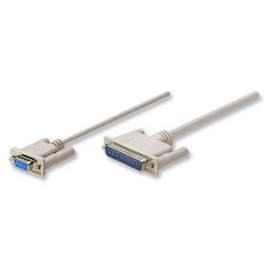 Manhattan Cable para Impresora Null Módem/Serial, DB9 Hembra - DB25 Macho, 1.8 Metros, Gris