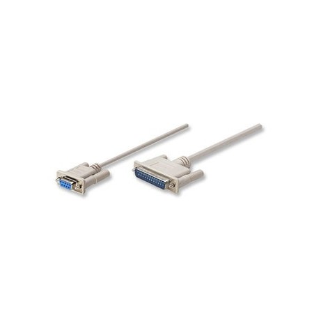 Manhattan Cable para Impresora Null Módem/Serial, DB9 Hembra - DB25 Macho, 1.8 Metros, Gris