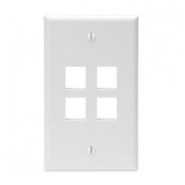 Leviton Placa de Pared QuickPort de 4 Puertos, Blanco