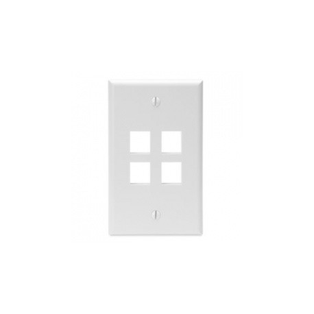 Leviton Placa de Pared QuickPort de 4 Puertos, Blanco