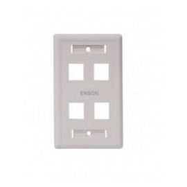 Enson Placa de Pared Universal, 4 Puertos, sin Jack, Blanco