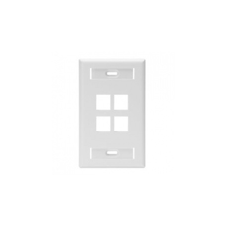 Leviton Placa de Pared QuickPort con Ventanas ID, 4 Puertos, Blanco