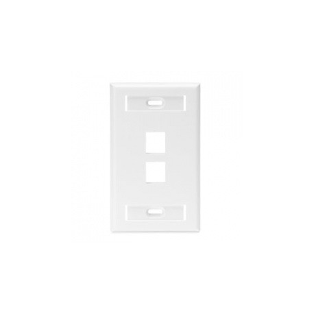 Leviton Placa de Pared QuickPort con Ventanas ID, 2 Puertos, Blanco