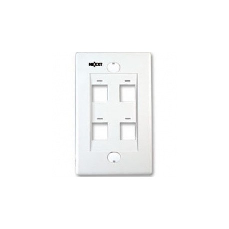 Nexxt Solutions Placa para Pared Cuádruple, RJ-45, 4 Salidas, Blanco