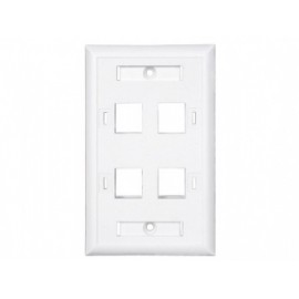 ConduNet Placa de Pared de 4 Puertos Tipo Keystone, incluye Tornillos, Blanco