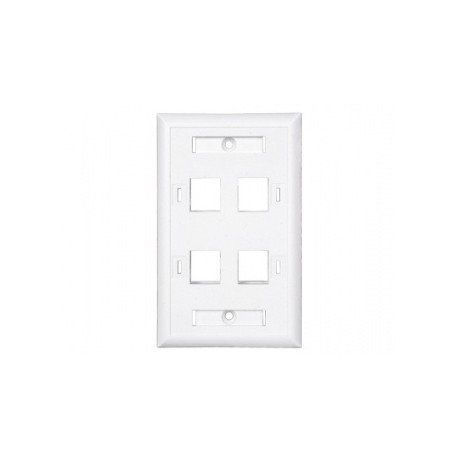 ConduNet Placa de Pared de 4 Puertos Tipo Keystone, incluye Tornillos, Blanco