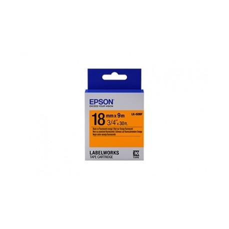 Cinta Epson LabelWorks Fluorescent LK, Negro sobre Naranja, 9 Metros