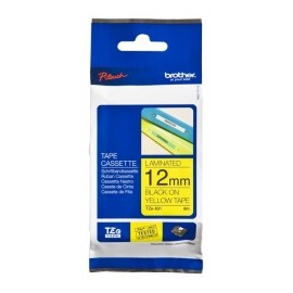 Cinta Brother TZE631 Negro en Amarillo, 12mm x 8m