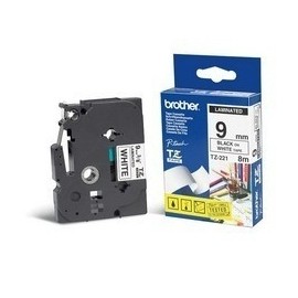 Cinta Brother TZE221 Negro en Blanco, 9mm x 8m