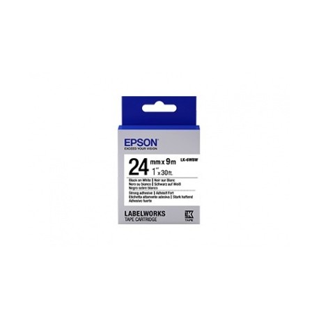 Epson Etiquetas Adhesivas LabelWorks LK, Negro sobre Blanco, 2.4cm x 9m