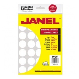 Janel Etiqueta No.12, 700 Etiquetas de Diámetro 1/4'', Blanco