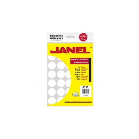 Janel Etiqueta No.12, 700 Etiquetas de Diámetro 1/4'', Blanco