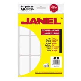 Janel Paquete de 240 Etiquetas Blancas de 32x64mm