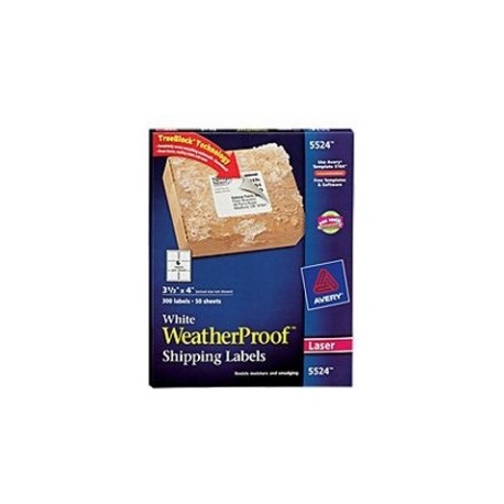 Avery Etiquetas WeatherProof 5524, 300 Etiquetas de 3 1-3 x 4, Blanco