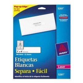 Avery 500 Etiquetas Blancas 5261 de 1'' x 4''