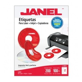 Janel Etiqueta Blanca para CD, Paquete de 200 Etiquetas