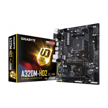 Tarjeta Madre Gigabyte micro ATX GA-A320M-HD2, S-AM4, AMD A320, HDMI, USB 3.0, 32GB DDR4, para AMD