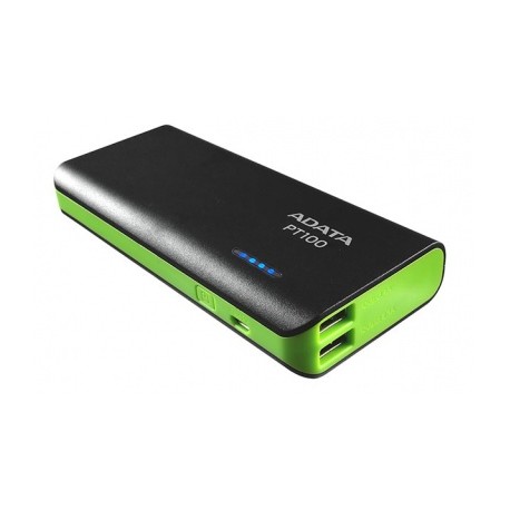 Cargador Portátil Adata PowerBank PT100, 10.000mAh, Negro/Verde