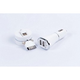 Naceb Cargador para Auto NA-150, 5V, 2x USB 2.0, Blanco