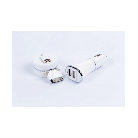 Naceb Cargador para Auto NA-150, 5V, 2x USB 2.0, Blanco