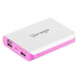 Cargador Portátil Vorago PowerBank AU-300, 12.000mAh, USB, Rosa/Blanco