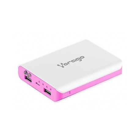 Cargador Portátil Vorago PowerBank AU-300, 12.000mAh, USB, Rosa/Blanco