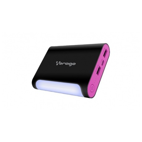 Cargador Portátil Vorago PowerBank 301, 12.000mAh, USB y Micro-USB, Negro/Rosa