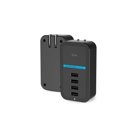 Cargador Portátil iLuv RockWall de 4 Puertos USB, 3400mAh, Negro