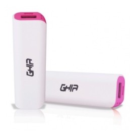 Cargador Portátil Ghia Power Bank Volta GAC-018, 2000mAh, Rosa/Blanco