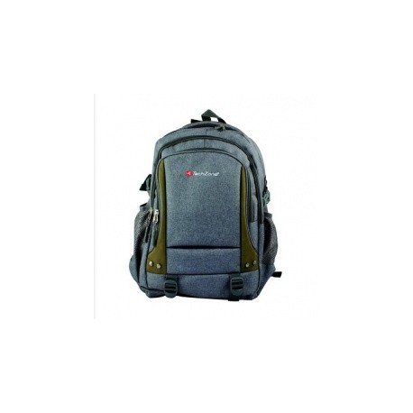 TechZone Mochila Poliéster TZ16LBPG para Laptop 15.6'', Verde/Gris - Resistente al Agua