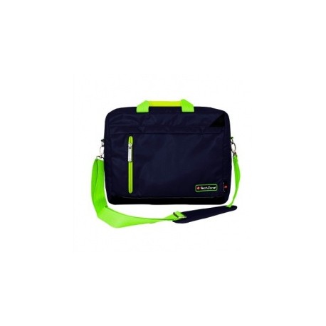 TechZone Maletin de Nílon TZ16LMS21 para Laptop 15.6'', Negro/Verde - Resistente al Agua