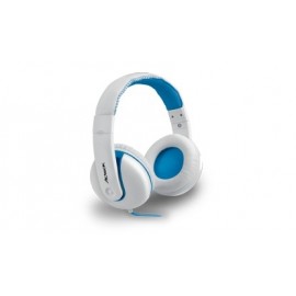 Acteck Audífonos HD-600, Alámbrico, 1.2 Metros, 3.5mm, Blanco/Azul