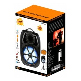 QFX Bafle SBX-1533, Bluetooth, Inalámbrico, 150W RMS, 6600W PMPO, USB 2.0, Negro