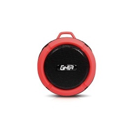 Ghia Bocina Storm, Bluetooth, Alámbrico/Inalámbrico, 3W RMS, Rojo/Negro - Resistente al Agua